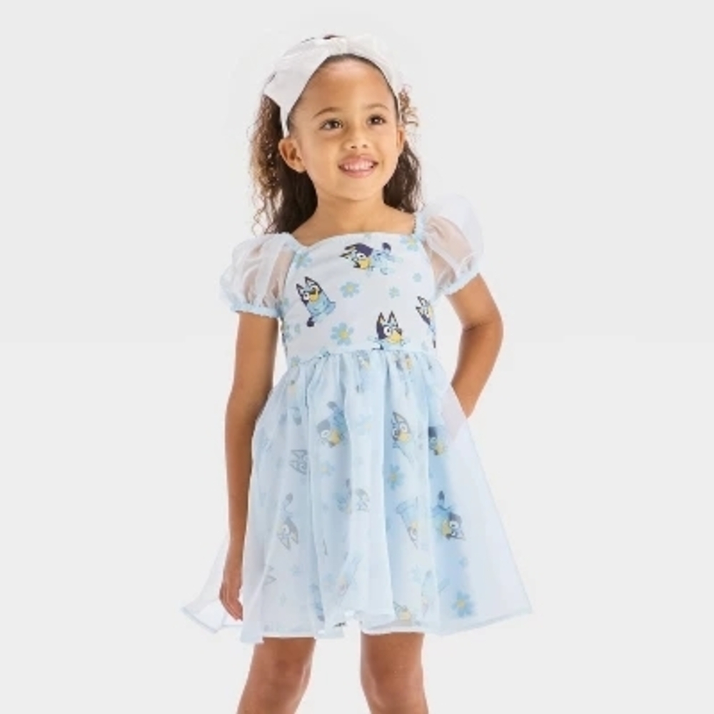 Bluey Kids' Bluey Dress with Puff Sleeves Size 12 Monts NWOT